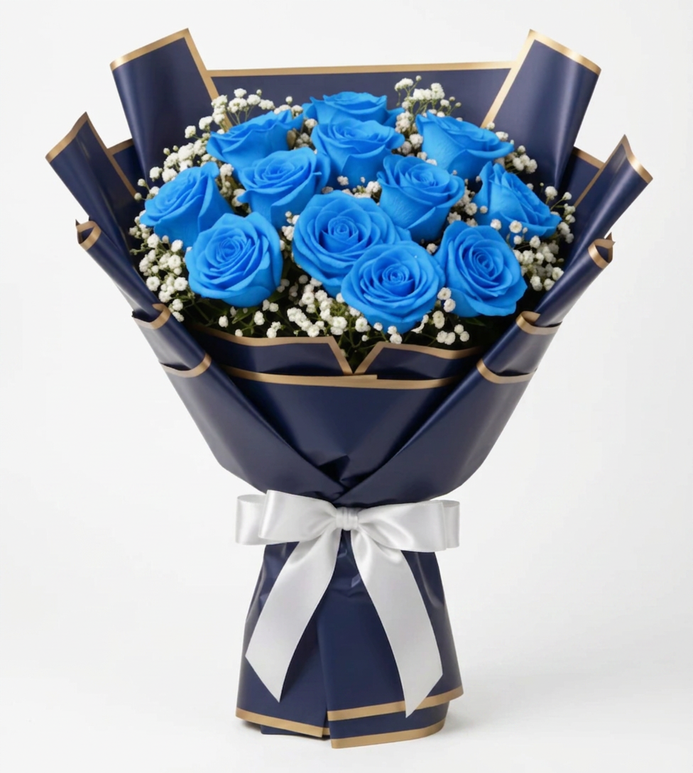 Buquê De 12 Rosas Azuis