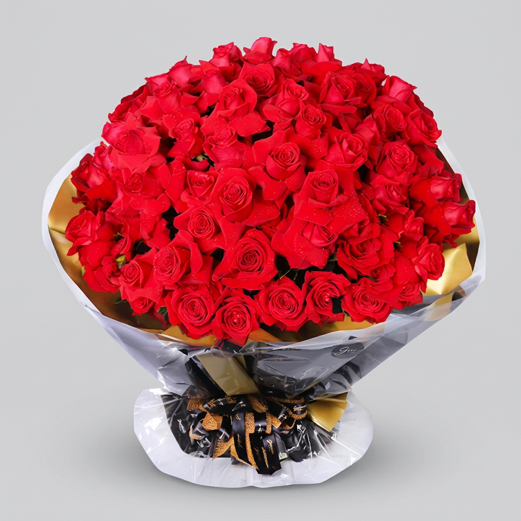 Buquê Virginia com 100 Rosas Colombianas